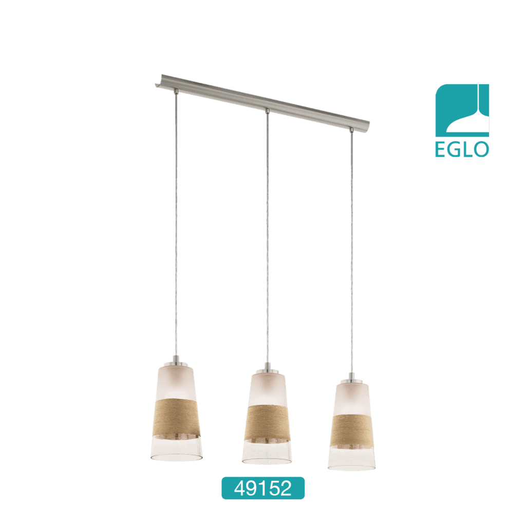 Vintage Twine &amp; Glass Triple Ceiling Fitting