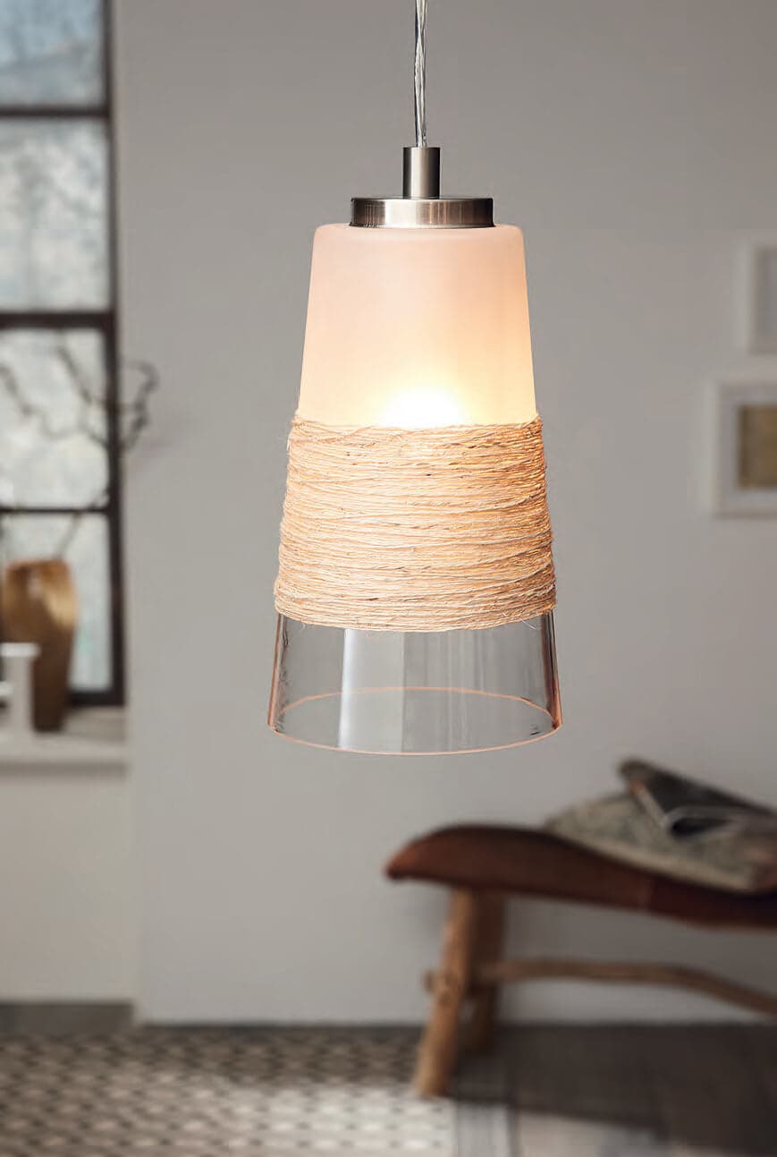 Vintage Twine &amp; Glass Triple Ceiling Fitting thumbnail 4