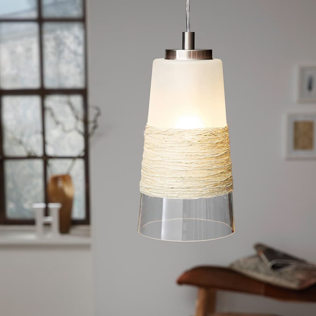 Vintage Twine &amp; Glass Triple Ceiling Fitting thumbnail 3