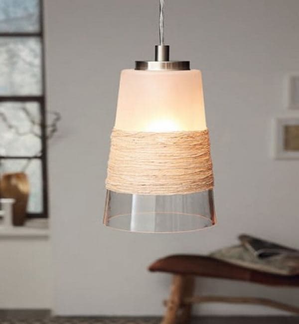 Vintage Twine &amp; Glass Triple Ceiling Fitting thumbnail 2