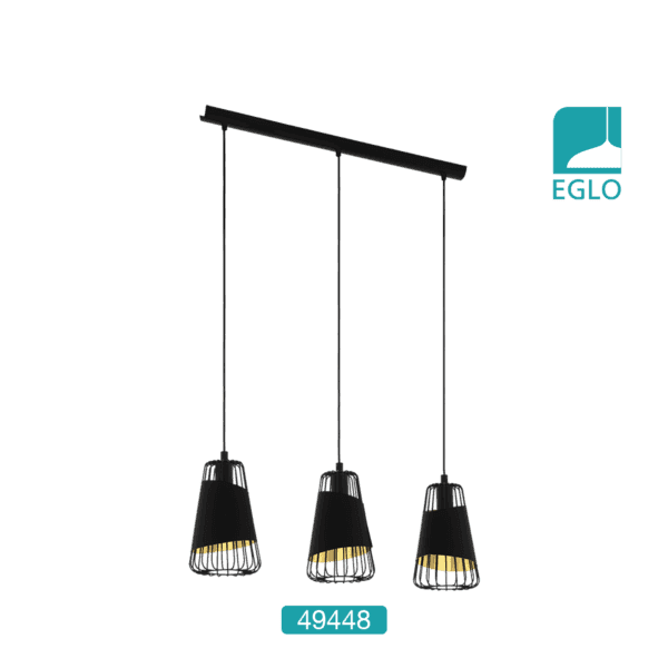 3 Light Ceiling Bar Pendant In Black And Gold