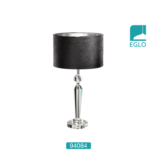 Crystal Table Lamp with Black &amp; Silver Shade