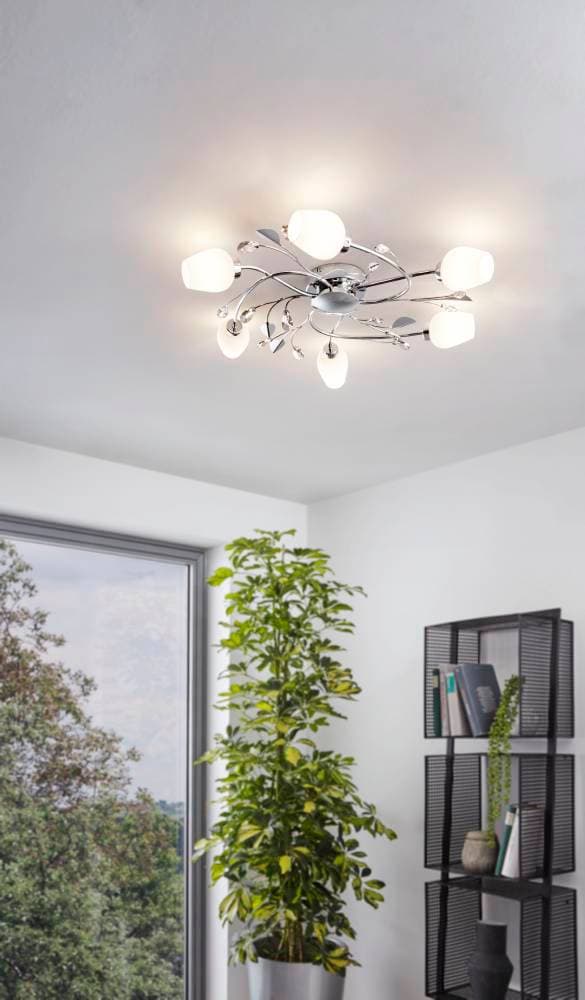Chrome &amp; Crystal 6 Shade LED Ceiling Light thumbnail 2