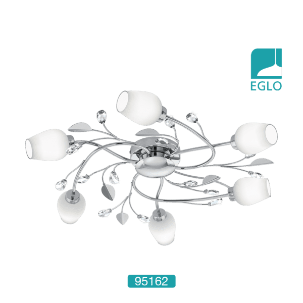 Chrome &amp; Crystal 6 Shade LED Ceiling Light