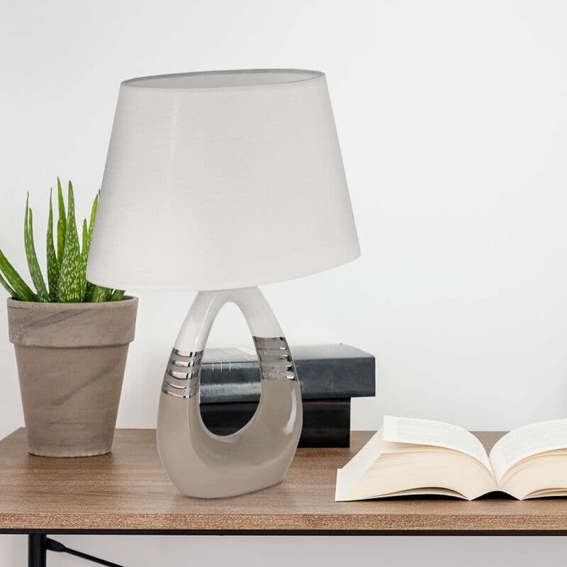 Table Lamp Taupe Chrome White thumbnail 2