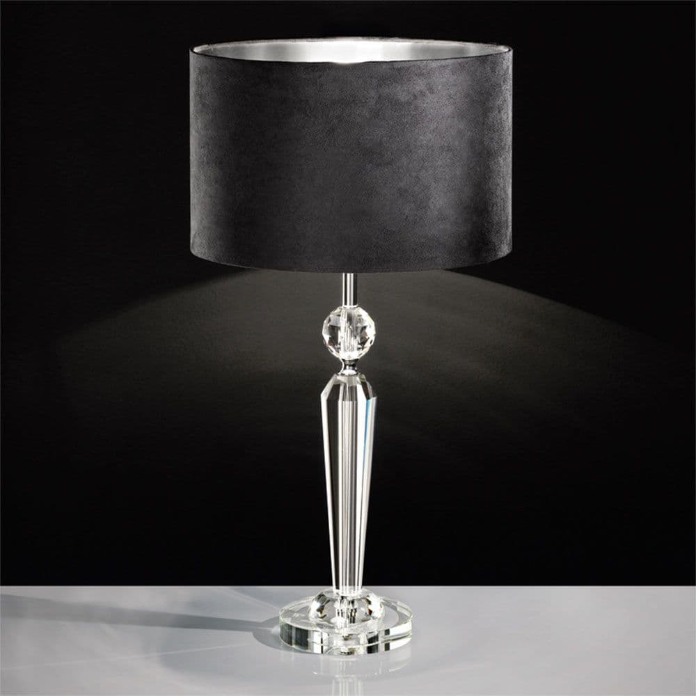 Crystal Table Lamp with Black &amp; Silver Shade thumbnail 2