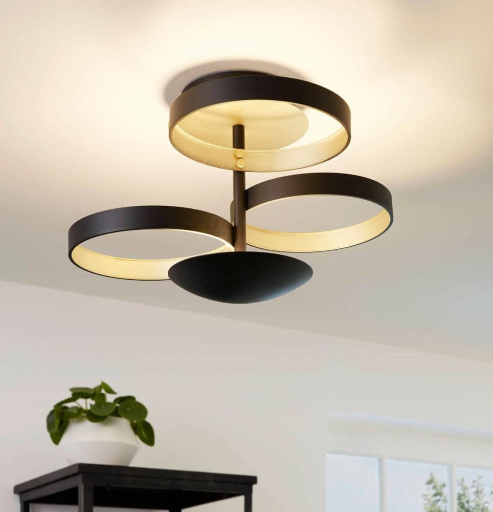 Semi Flush LED Ceiling Light In Black thumbnail 2
